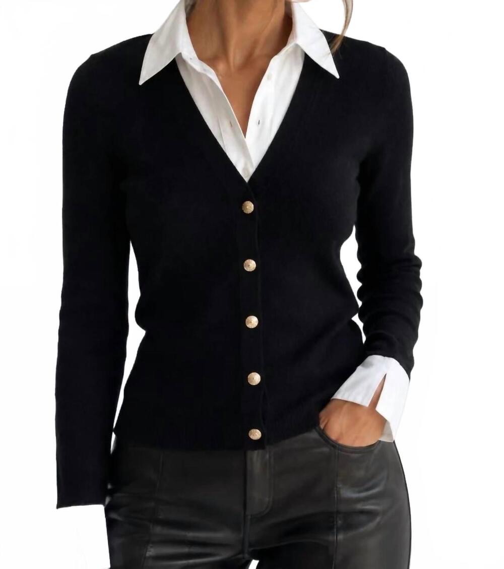 NEW GENERATION LOVE nixie poplin combo sweater in black white